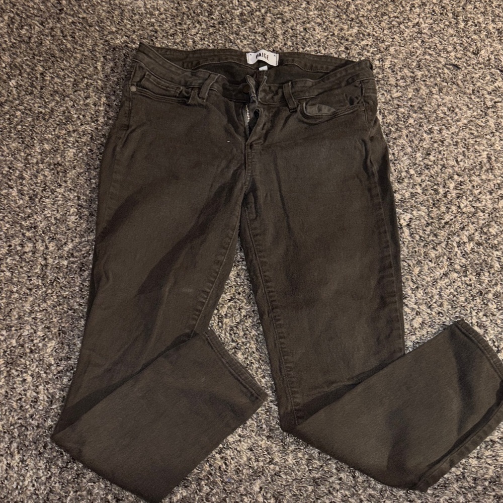 PAIGE Women's Dark Brown Straight Leg Jeans